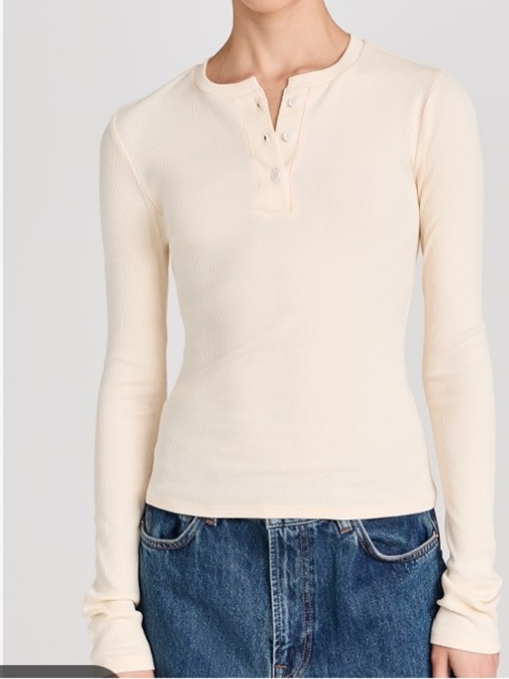 Reformation Longe Sleeve Tee Ribbed Hudson Henley size M